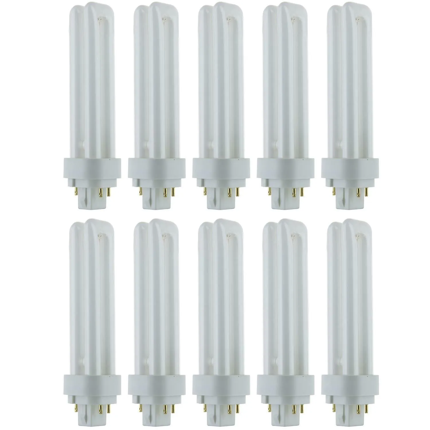 10 Pack Sunlite 18 Watt PLD 4-Pin Double Twin Tube, G24Q-2 Base, Warm White