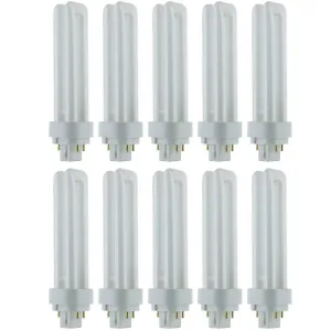 10 Pack Sunlite 18 Watt PLD 4-Pin Double Twin Tube, G24Q-2 Base, Warm White