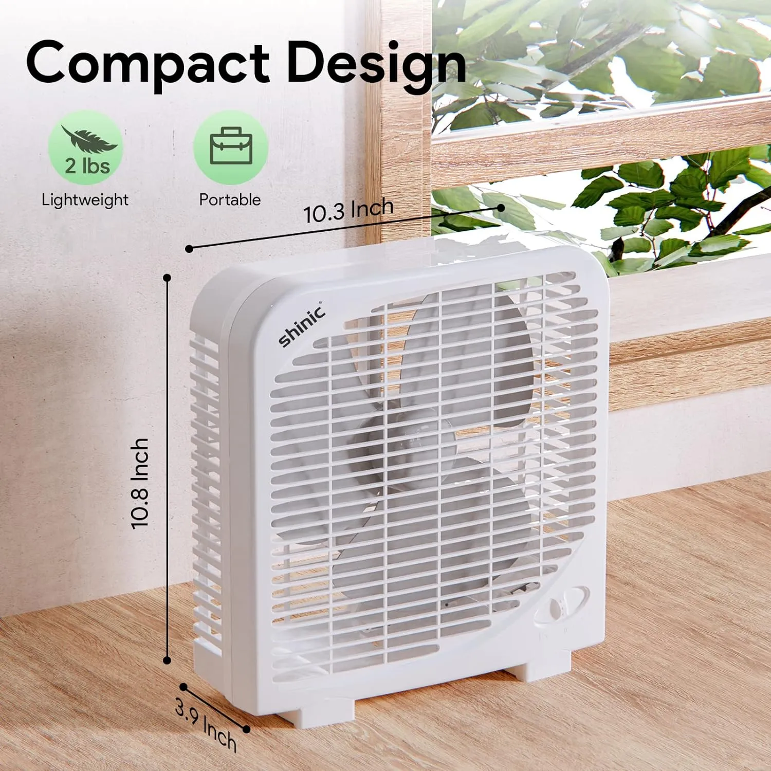 10" Tabletop Box Fan for Bedroom, 2 Speeds, Quiet Table Fan with Strong Airflow, Energy Efficient Small Box Fan, Portable Kitchen Exhaust Fan for Bedroom Bathroom Office Dorm Workshop, Green