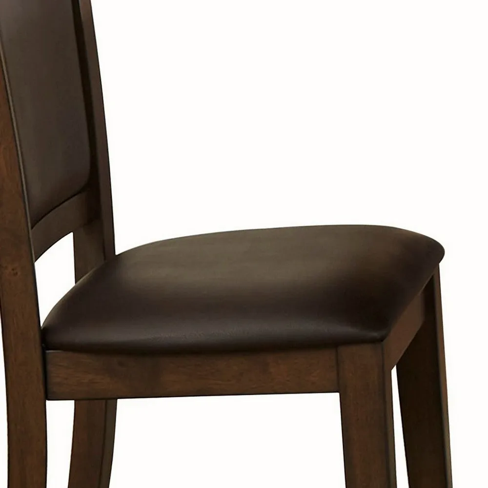 19" Padded Side Chair with Curved Backrest, Set of 2, Brown By Casagear Home