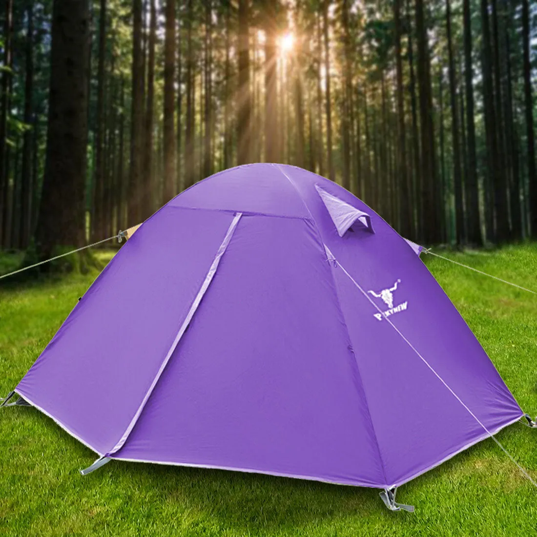 2 Person Man UV Protect Outdoor Ultra Lightweight Cycling Camping Waterproof Tent - purple