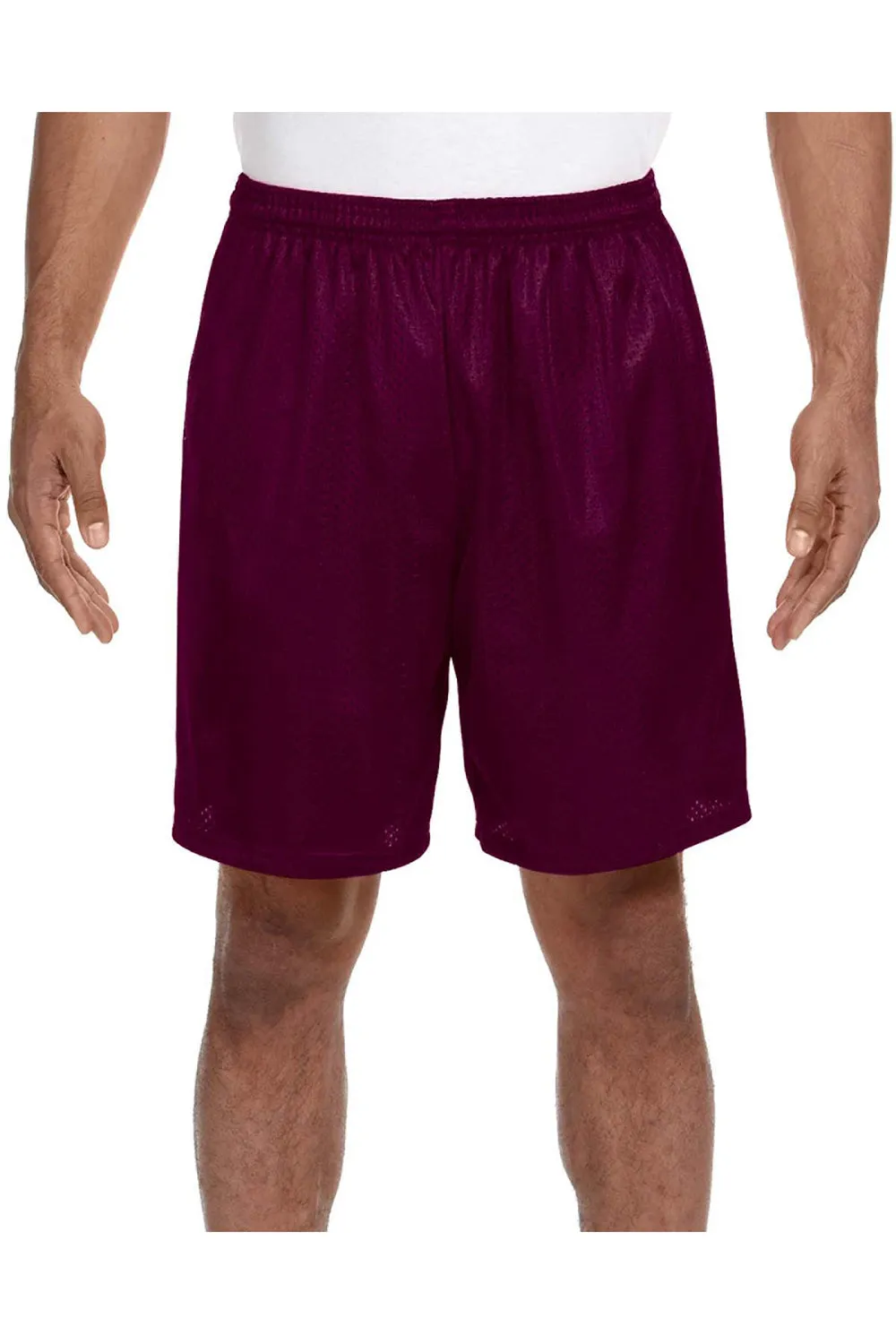 A4 Mens Moisture Wicking Mesh Shorts - Maroon