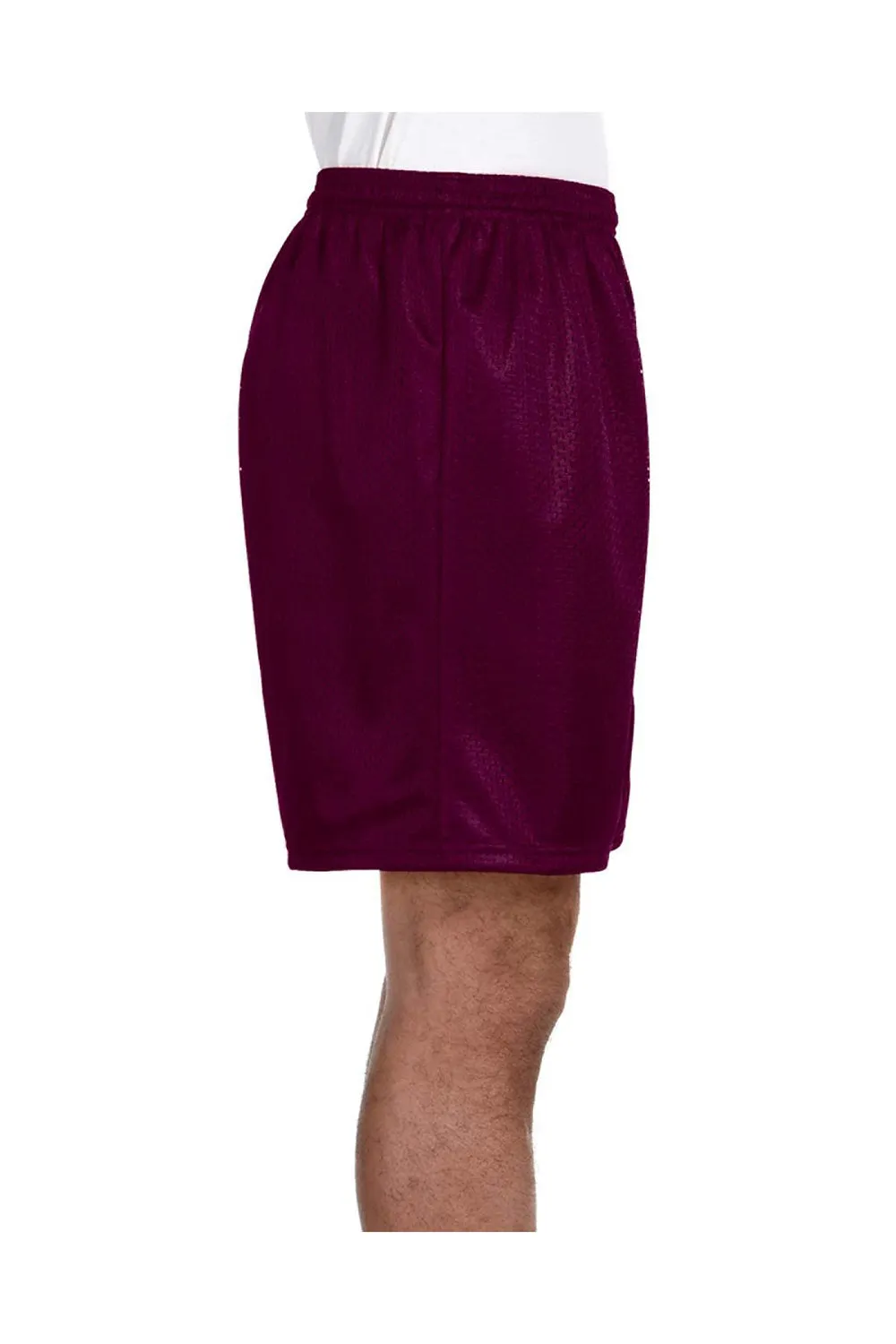 A4 Mens Moisture Wicking Mesh Shorts - Maroon