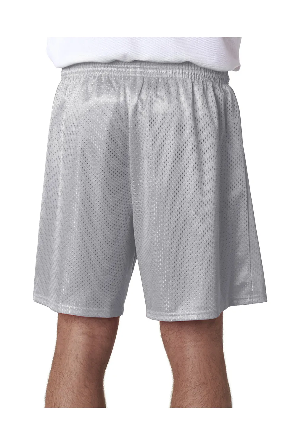 A4 Mens Moisture Wicking Mesh Shorts - Silver Grey