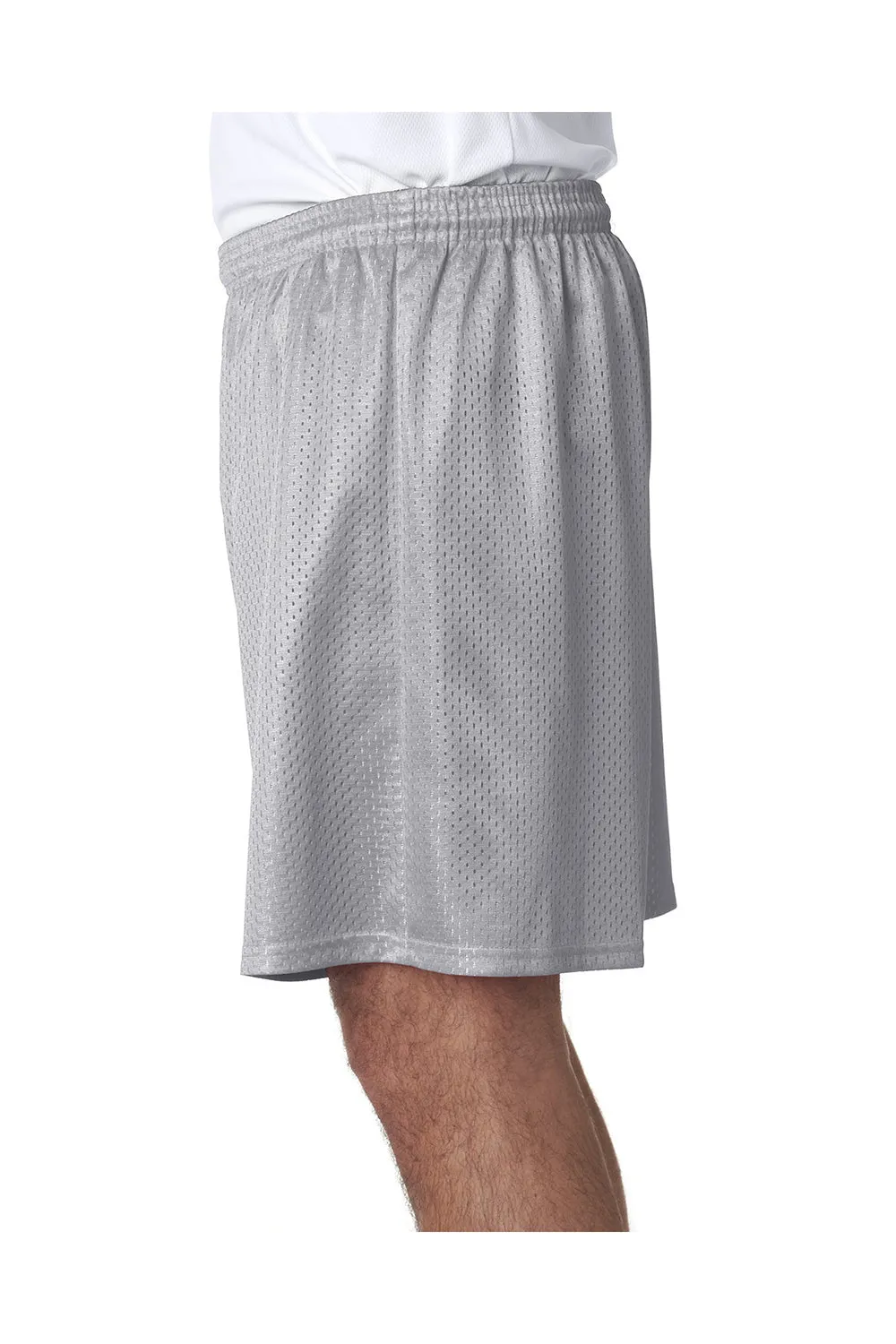 A4 Mens Moisture Wicking Mesh Shorts - Silver Grey