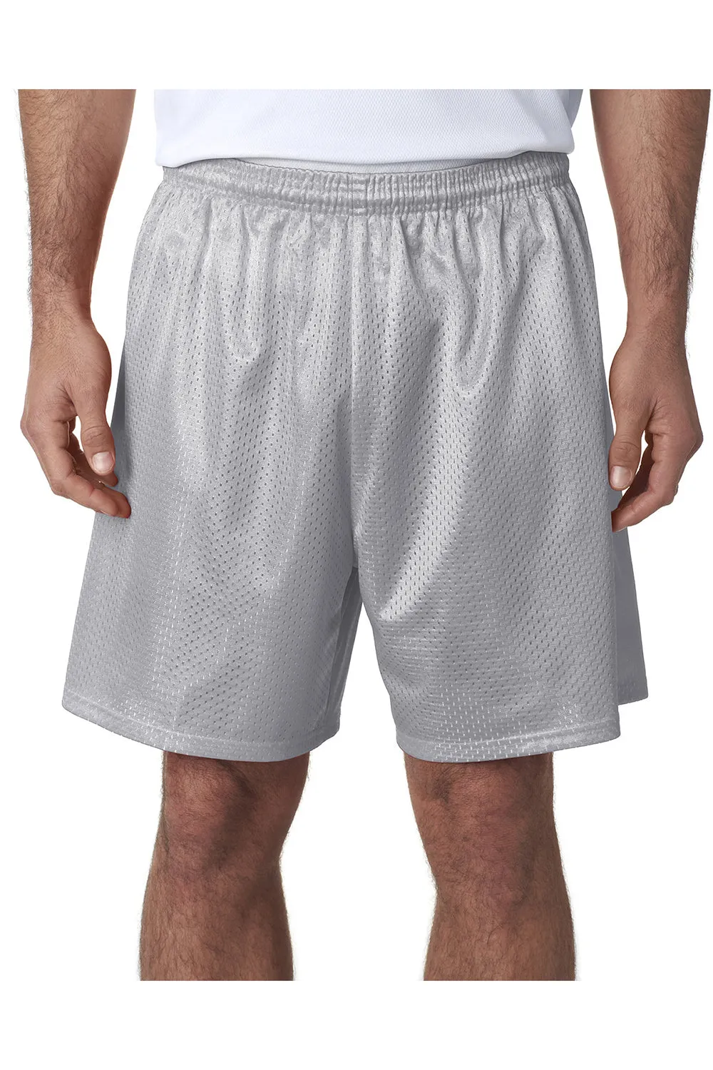 A4 Mens Moisture Wicking Mesh Shorts - Silver Grey