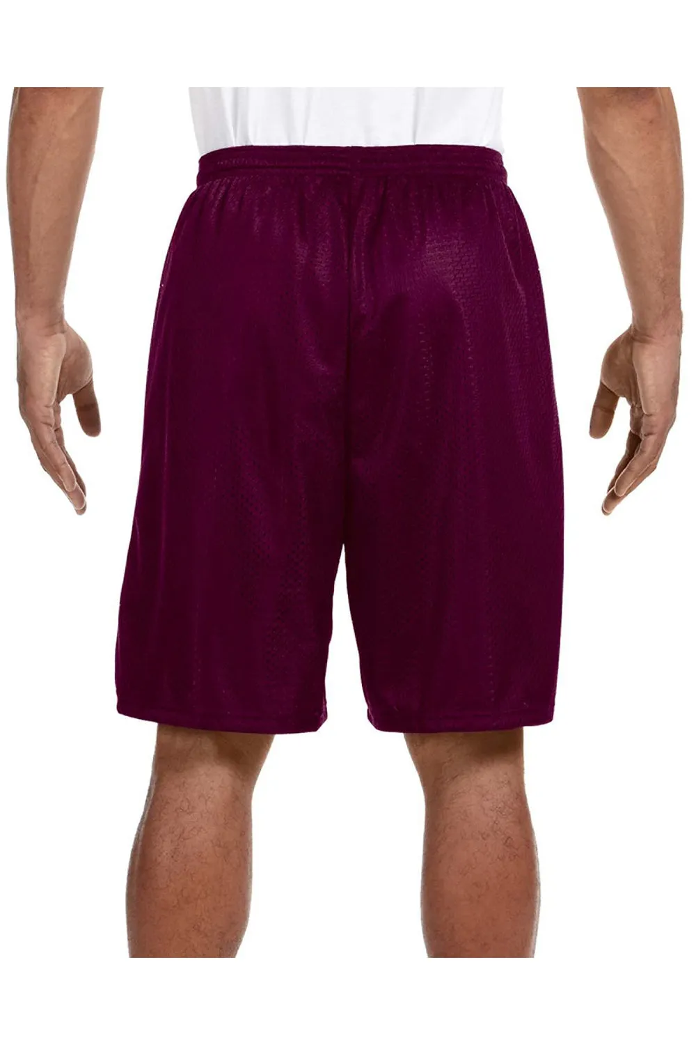 A4 Mens Moisture Wicking Tricot Mesh Shorts - Maroon