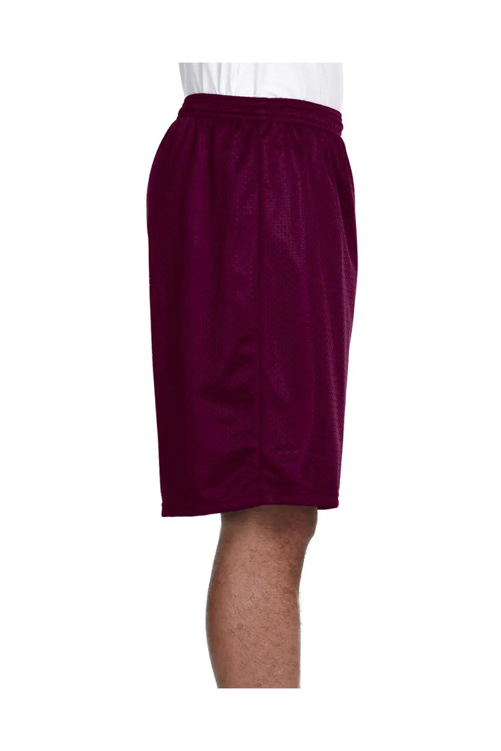 A4 Mens Moisture Wicking Tricot Mesh Shorts - Maroon