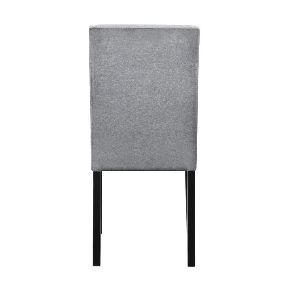 Andy 18 Inch Side Dining Chair, Channel Tufted Gray Velvet, Black Wood By Casagear Home