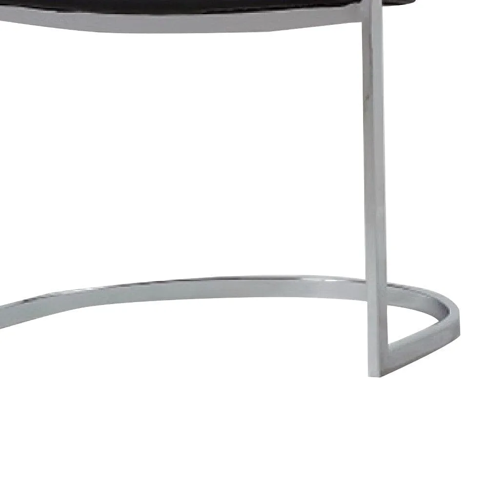 Ava Modern Dining Chair, Metal Cantilever Base, Black Faux Leather, Chrome By Casagear Home