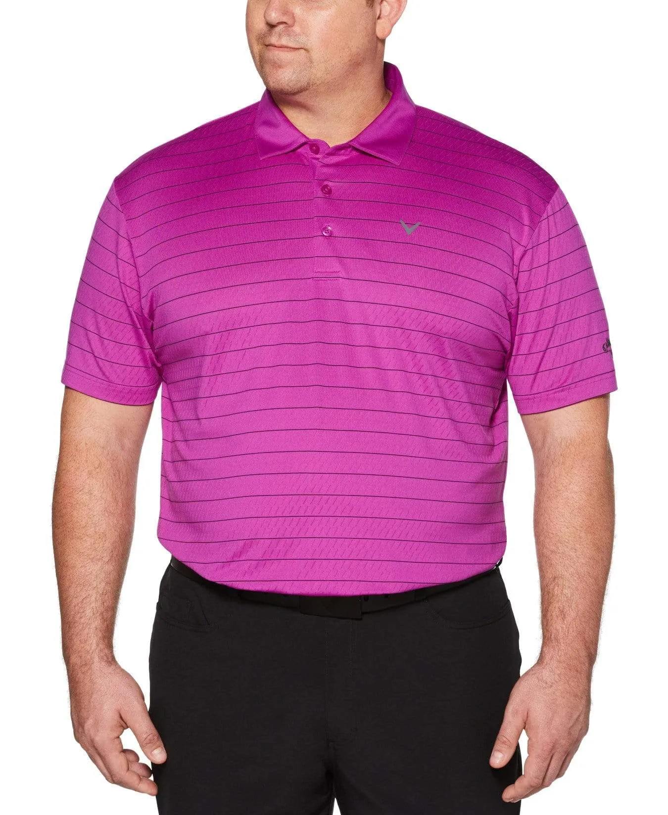 Big& Tall Core Ventilated Stripe Polo with Chevron