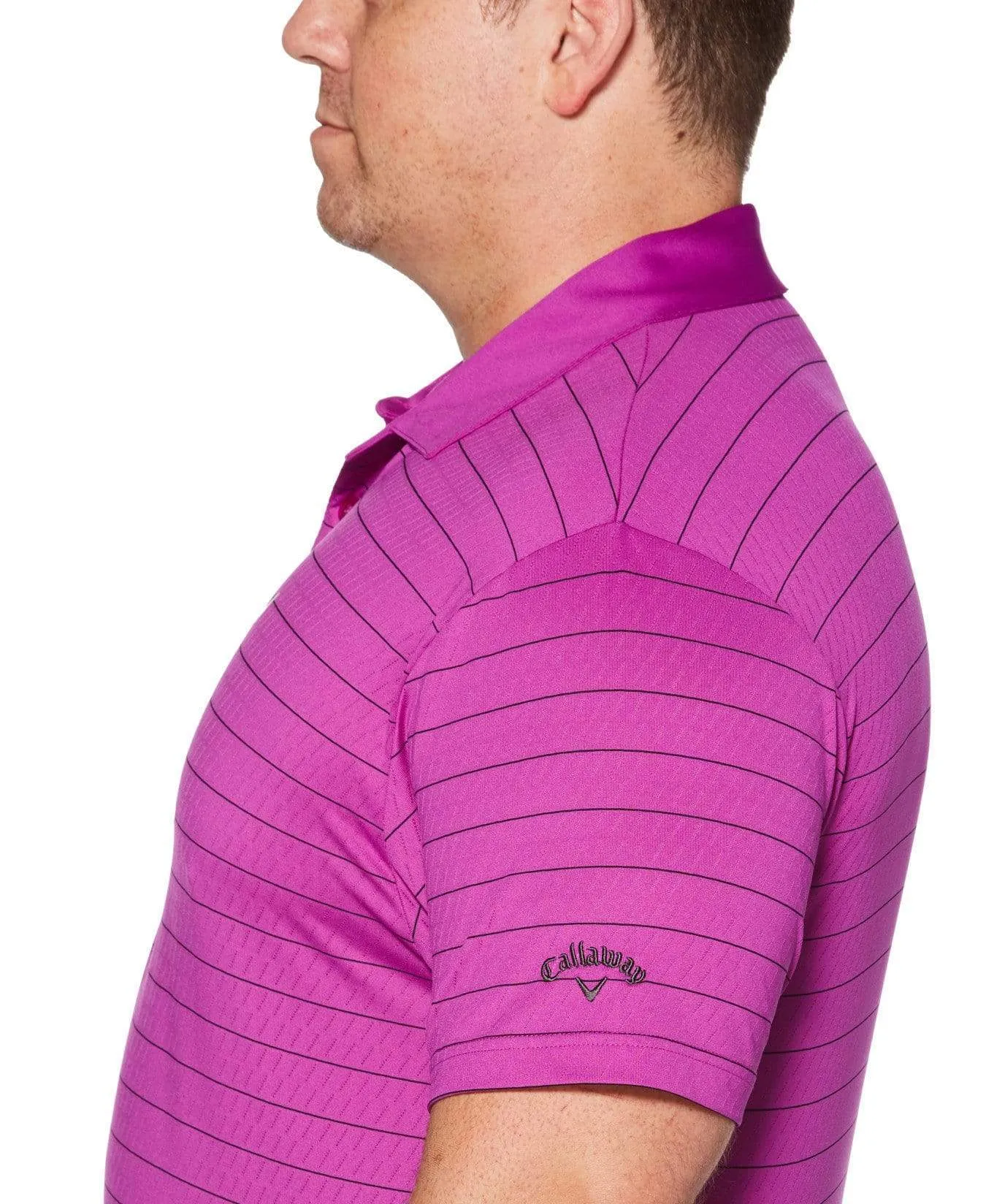 Big& Tall Core Ventilated Stripe Polo with Chevron