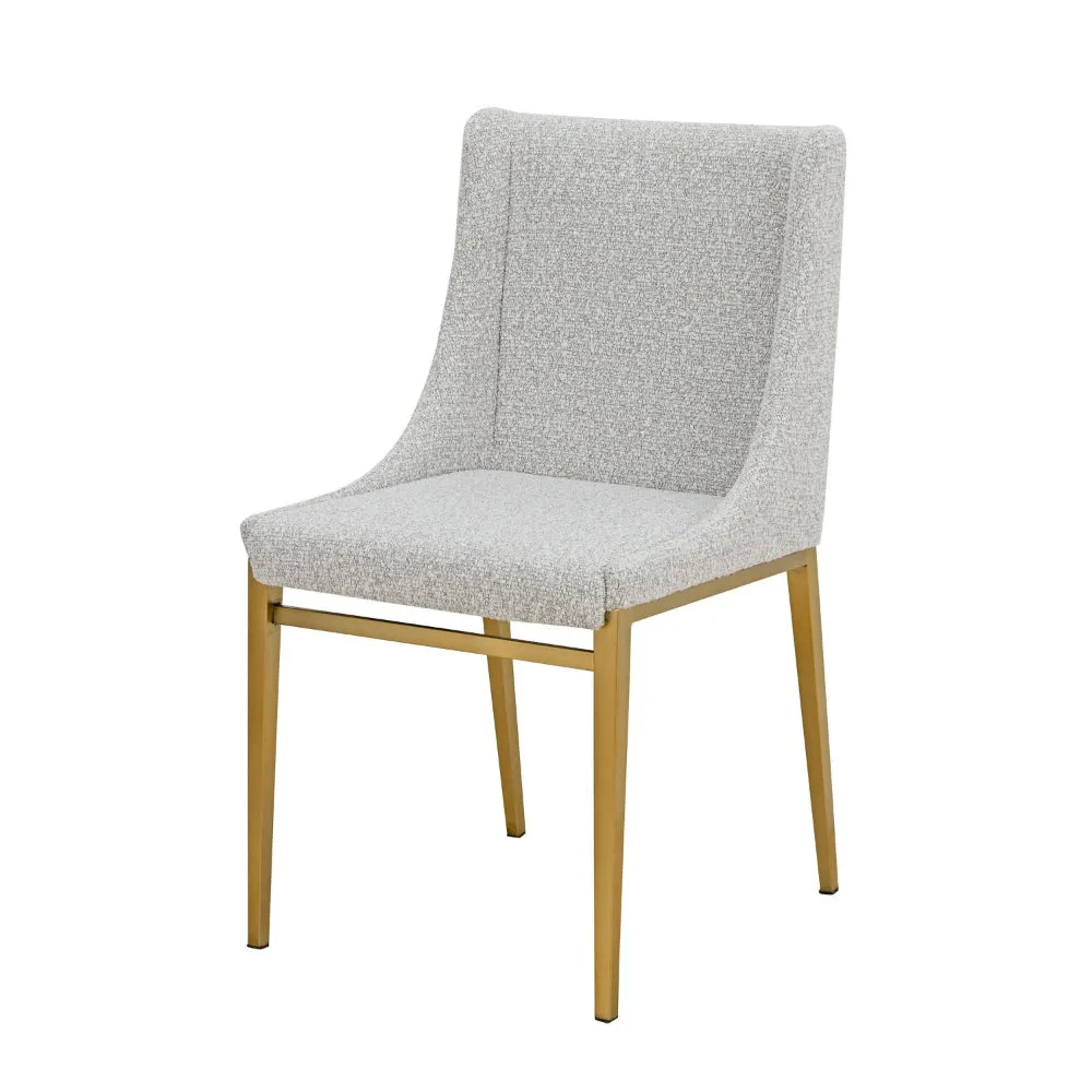 Cid Kinn 19 Inch Dining Chair Set of 2, Light Gray Polyester, Brass Steel By Casagear Home