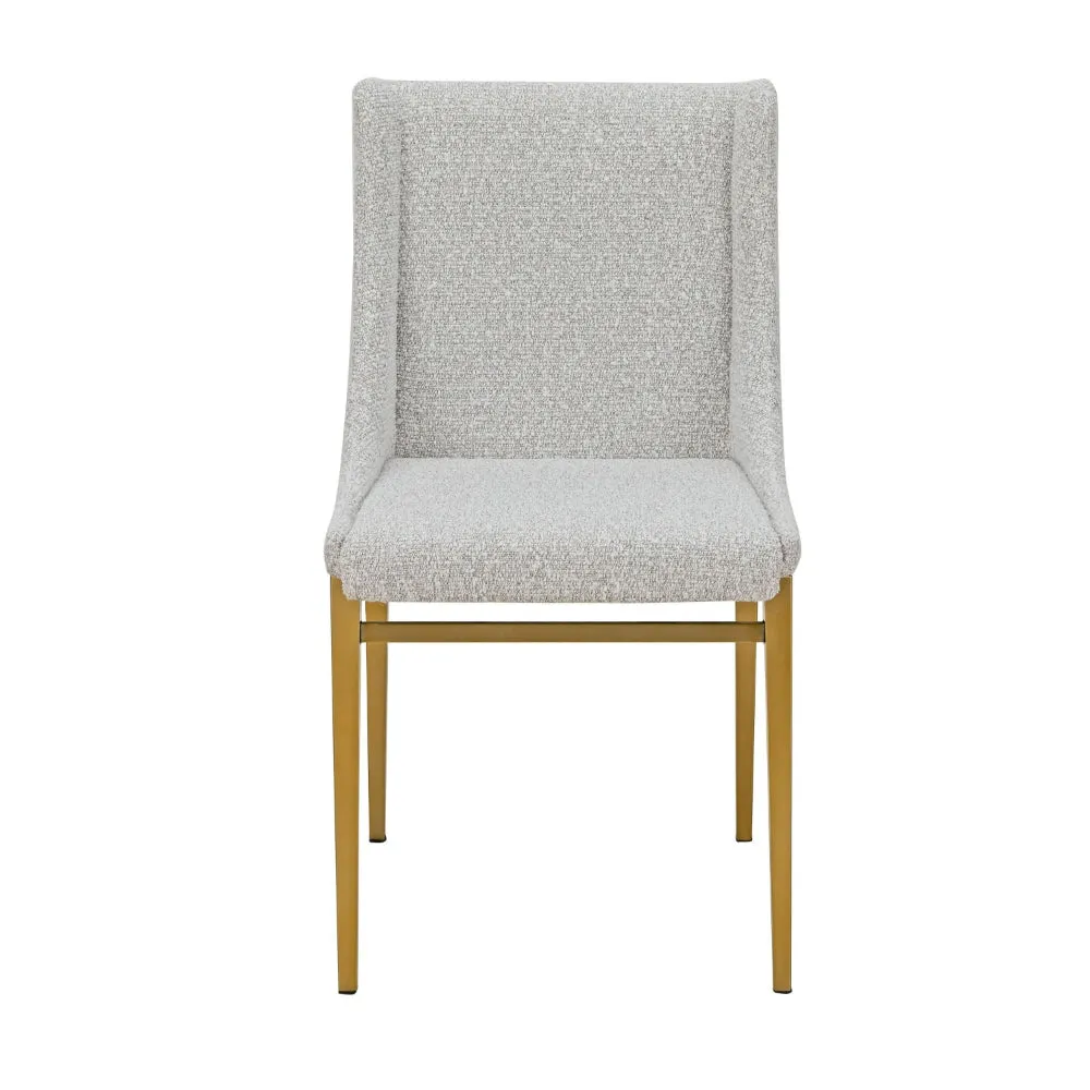 Cid Kinn 19 Inch Dining Chair Set of 2, Light Gray Polyester, Brass Steel By Casagear Home