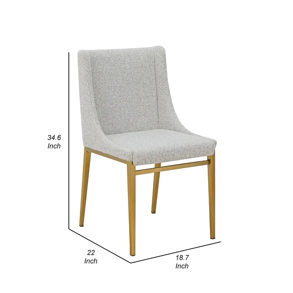 Cid Kinn 19 Inch Dining Chair Set of 2, Light Gray Polyester, Brass Steel By Casagear Home