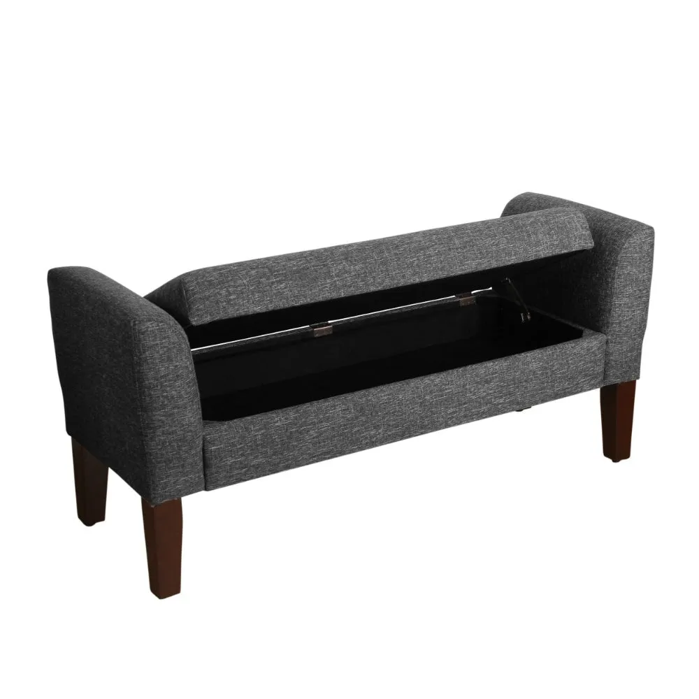 Fabric Upholstered Wooden Bench with Lift Top Storage and Tapered Feet, Dark Gray - K7572-F2182 By Casagear Home