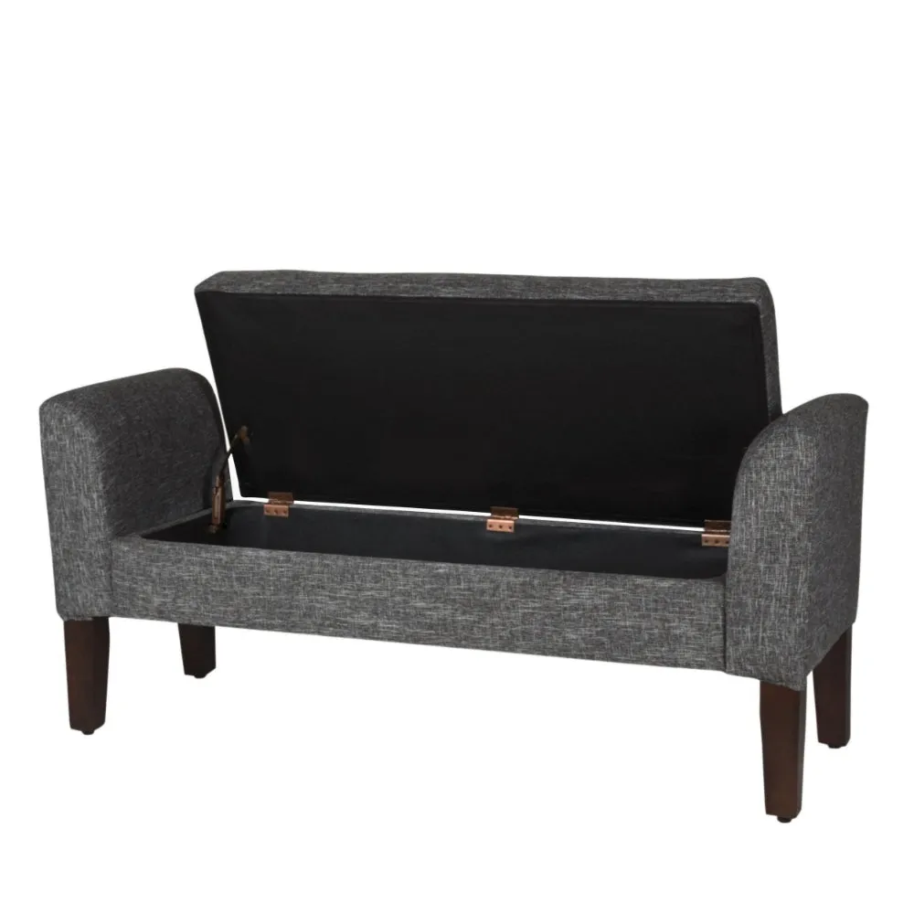 Fabric Upholstered Wooden Bench with Lift Top Storage and Tapered Feet, Dark Gray - K7572-F2182 By Casagear Home