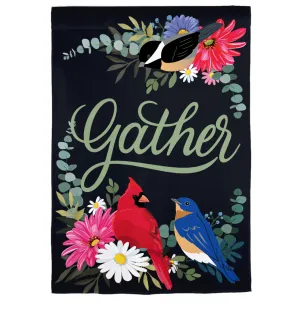 Gather Birdies Suede Garden Flag