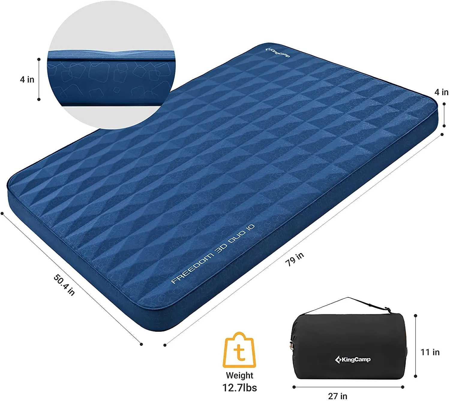 KingCamp 4 Inch Thick Self-Inflating Camping Pad