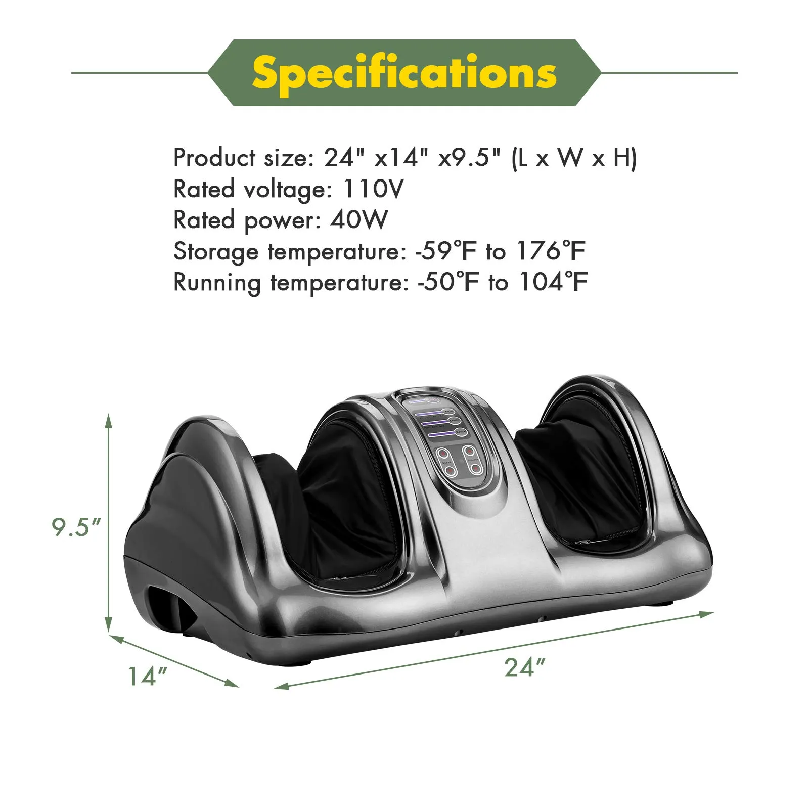 KOMFOTT Electric Shiatsu Foot Massager w/Remote and 4 Massage Modes