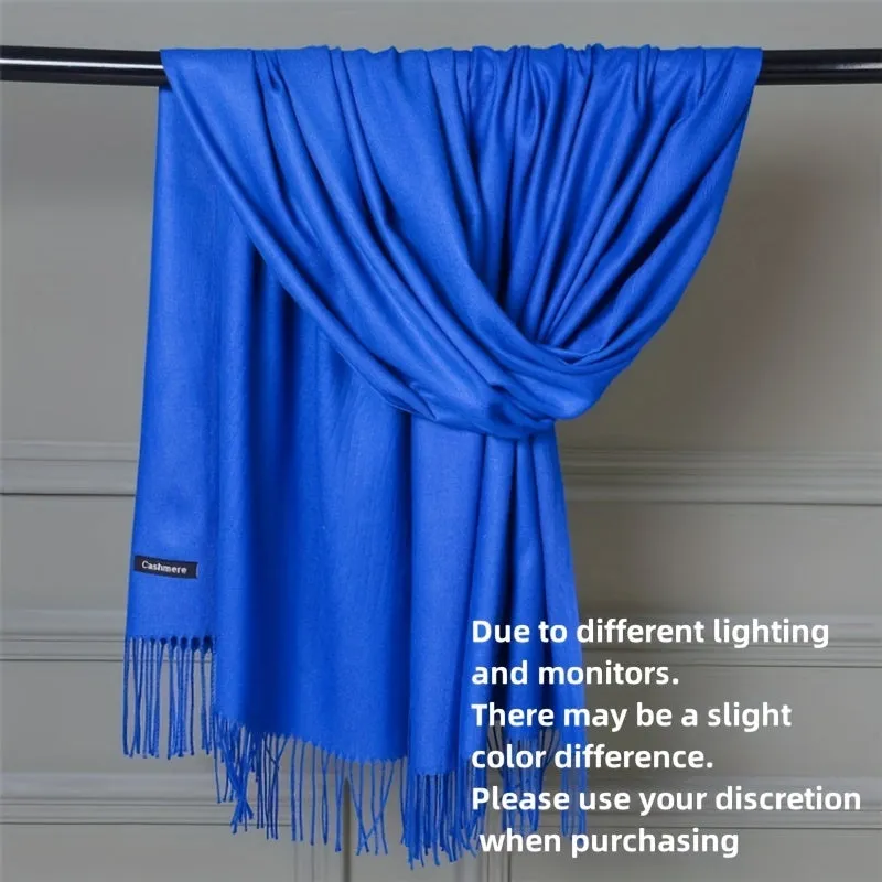 Lightweight Solid Color Tassel Scarf - Cozy Shawl for Chic Outdoor Style - Windproof & Warm with Luxurious Detailing