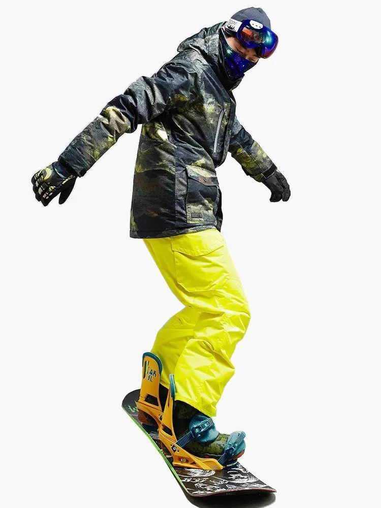 Men's Colorful Printed Windproof Snowboard Jacket Suit Ski Down Jackets