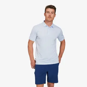 Mizzen & Main Men's Versa SS Polo - Classic Fit Light Blue & White Stripe