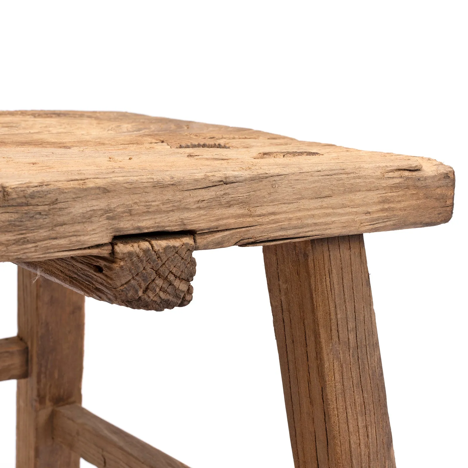 Rustic Farmhouse Elm Stool - Ca 1910