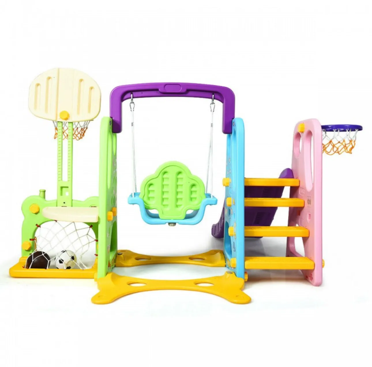 Super Fun 6-in-1 Playground Set | Basketball | Slide | Swing | Soccer | Ring Toss