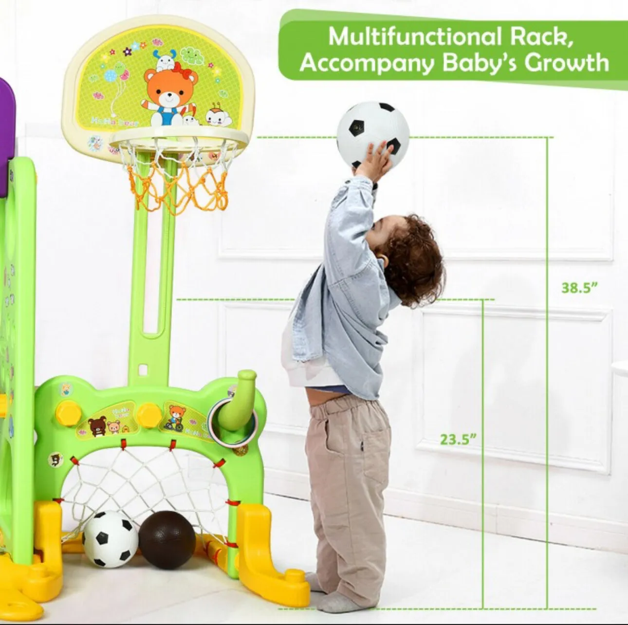 Super Fun 6-in-1 Playground Set | Basketball | Slide | Swing | Soccer | Ring Toss