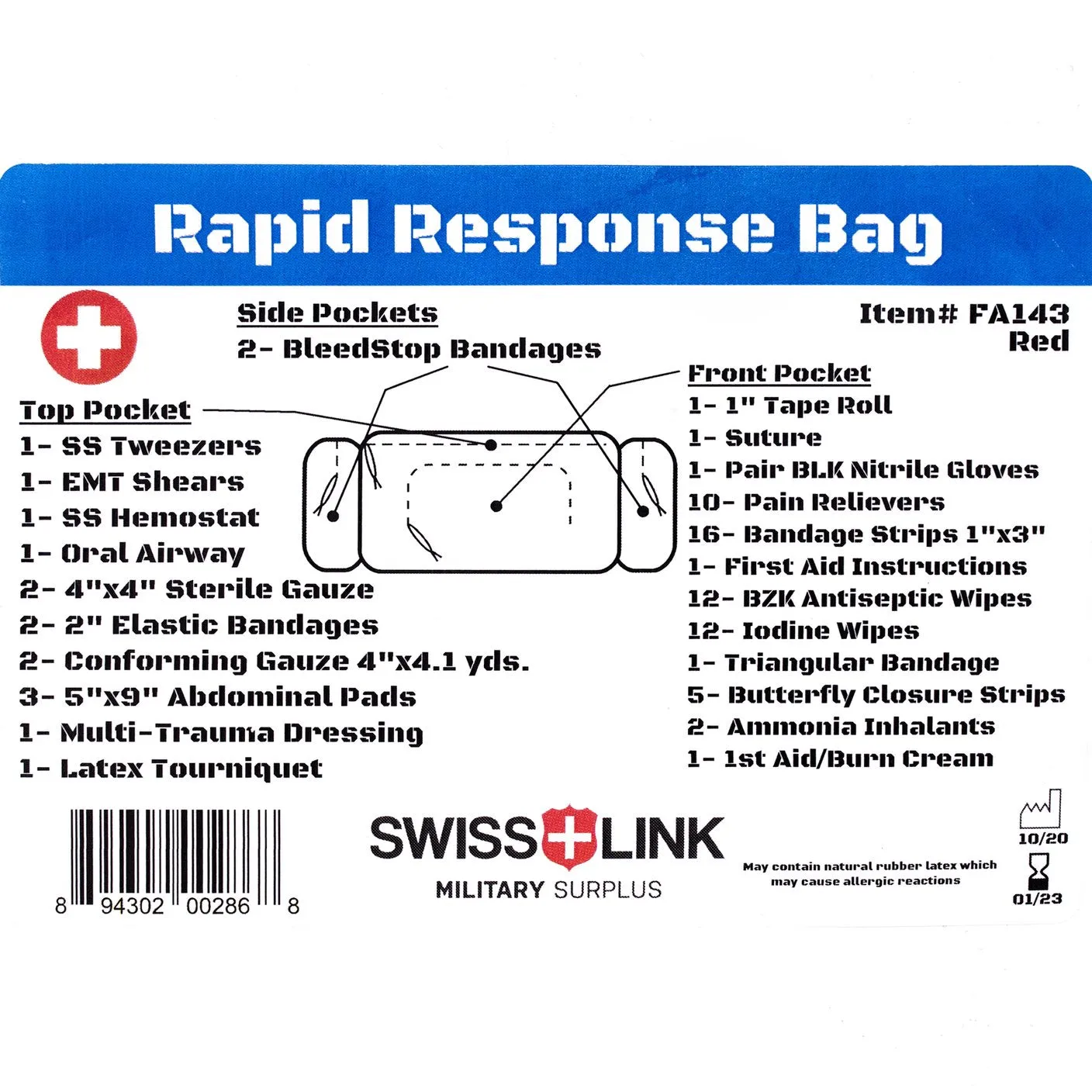 SWISS LINK FIRST AID RAPID RESPONSE KIT - RED