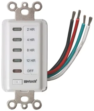 Woods 59014 Countdown Timer, 15 A, 120 V, 1800 W, 2, 4, 8, 12 hr Off Time Setting, White :CD 1: QUANTITY: 1